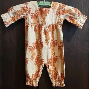 Kate Quinn organic cotton Floral Baby Jumper 3-6 Month One Piece Ruffle beige